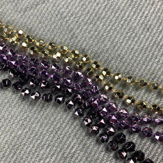 Vintage Set of 3 Long Beaded Necklaces in Purple, Lilac and Gold