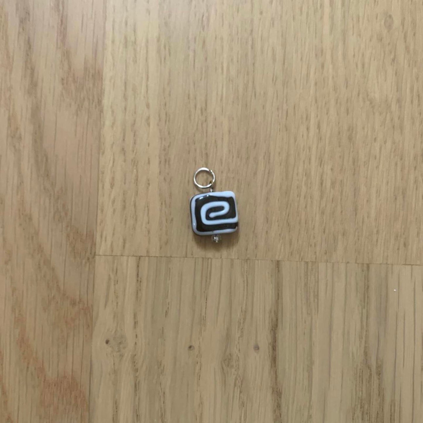 Pre-loved Black and White Coloured Square Charm / Pendant