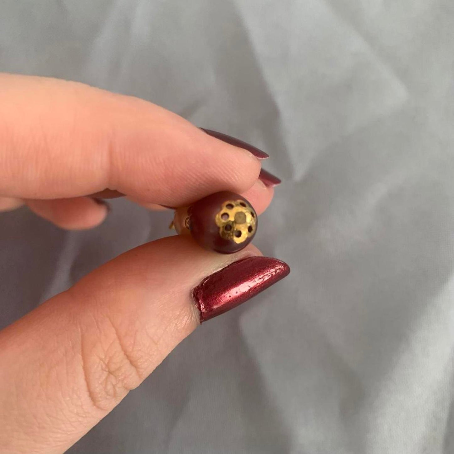 Brown Faux Pearl and Gold-tone Charm / Pendant