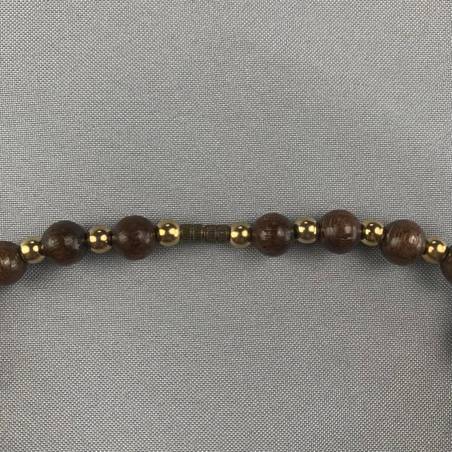 Cork and Chunky Wooden Beaded Necklace (~24cm length)