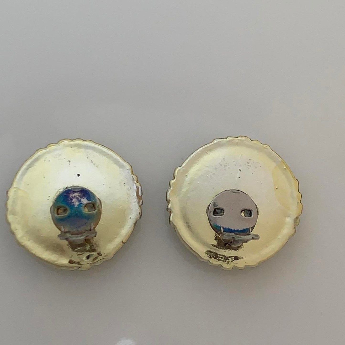 Vintage 1980s Clip On Earrings Dark Grey / Teal