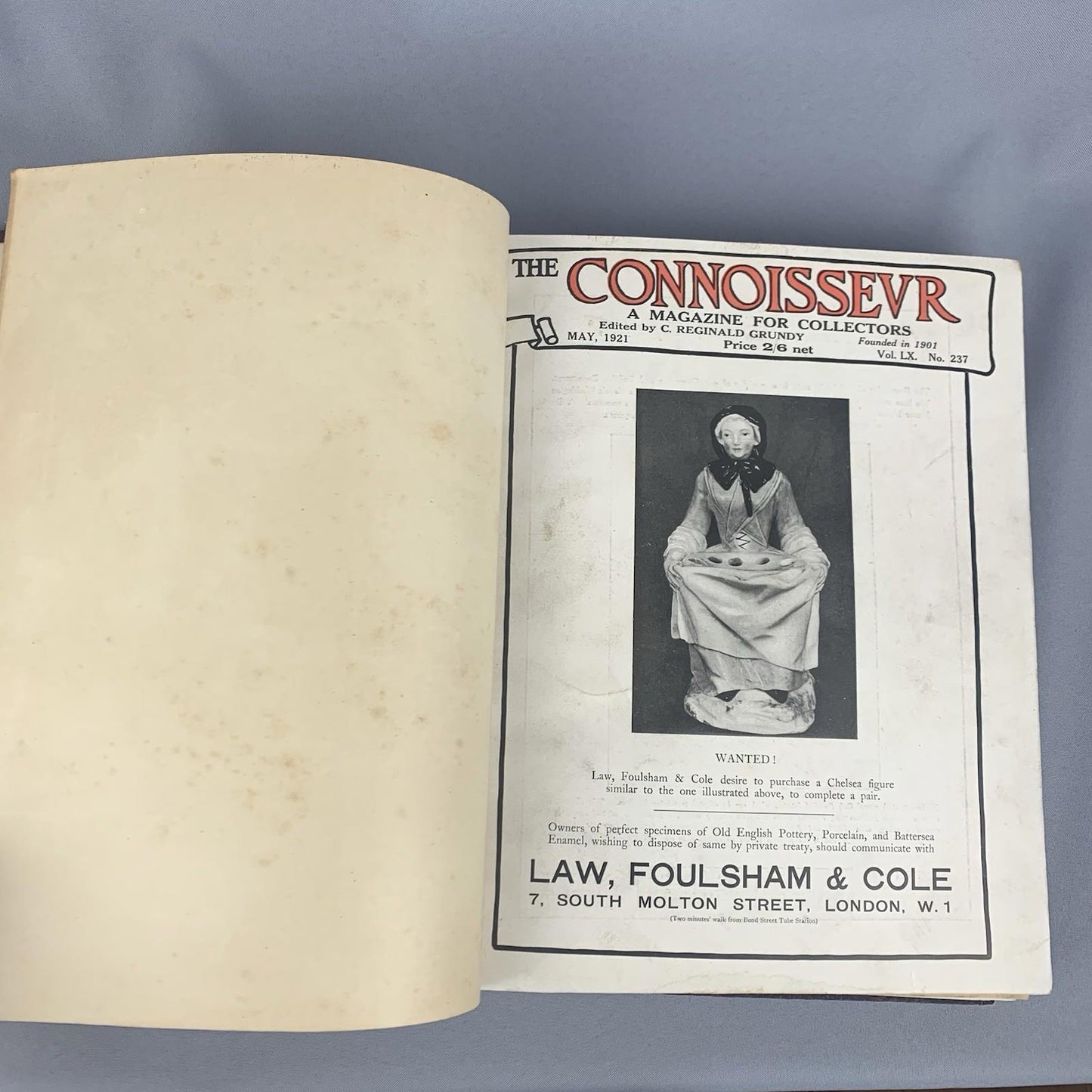 The Connoisseur Magazine 1921 Bound Hardback Book Volume 60