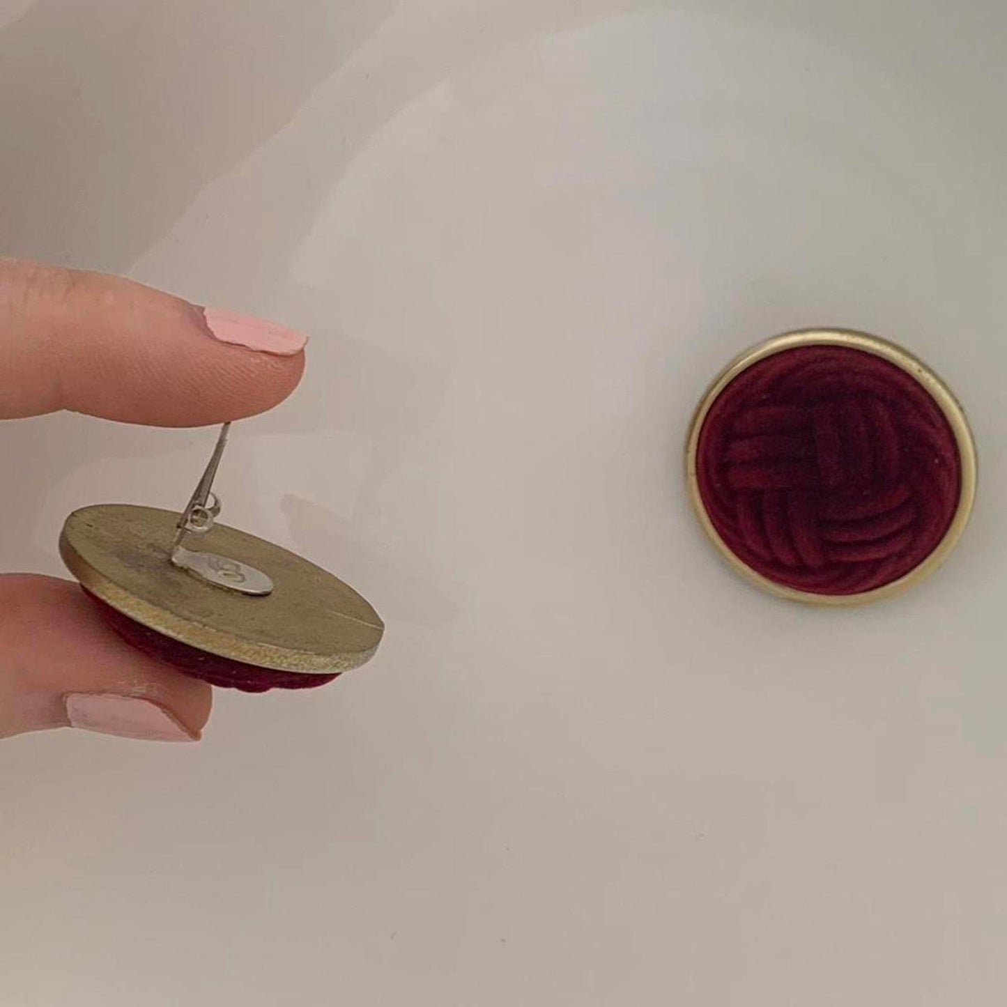 Vintage Clip on earrings in burgundy velvet