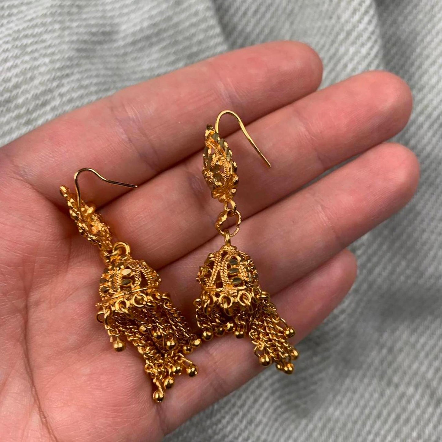 Vintage Chandelier Drop Earrings in Gold-Tone