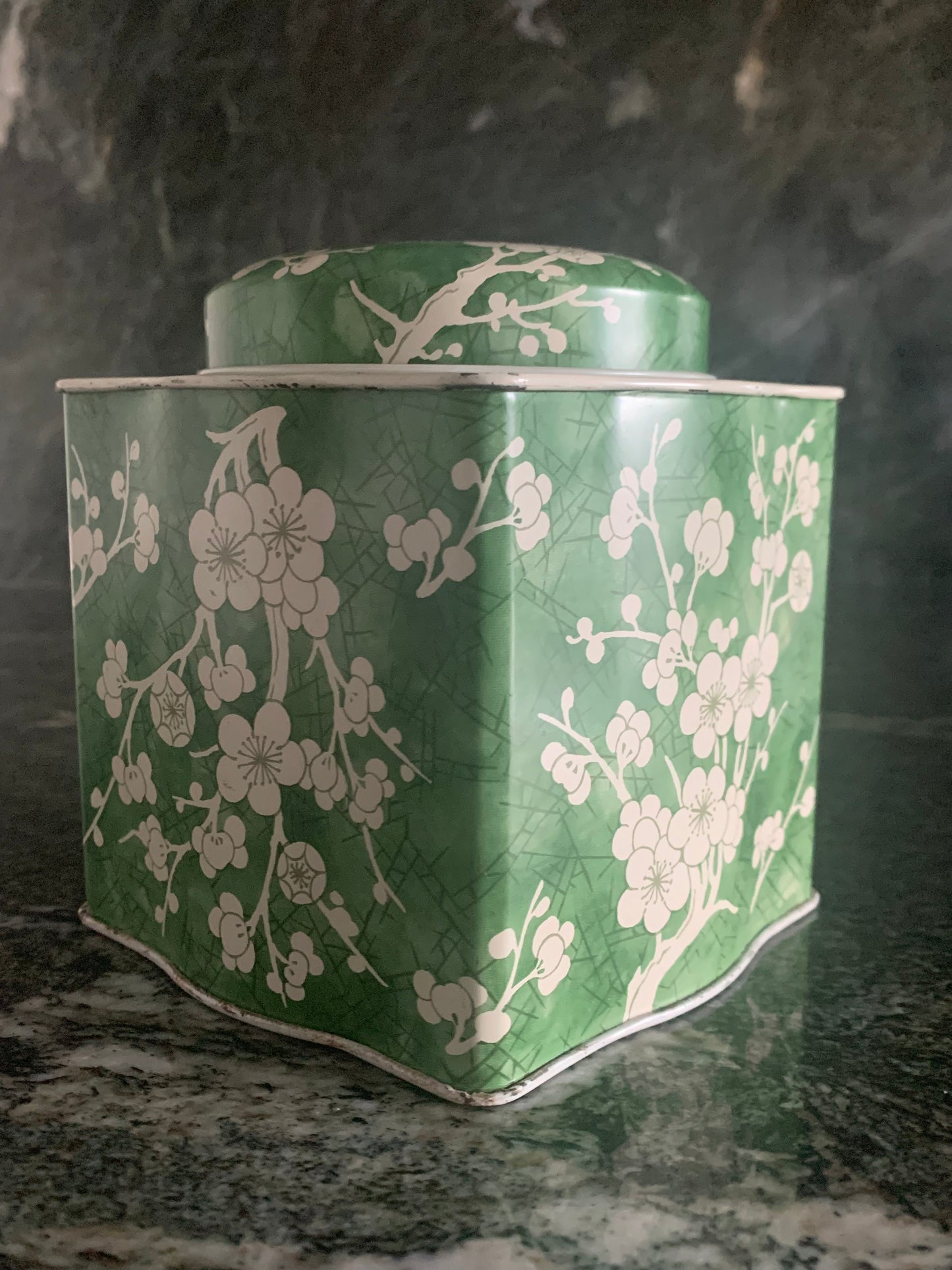 Green and White Tin