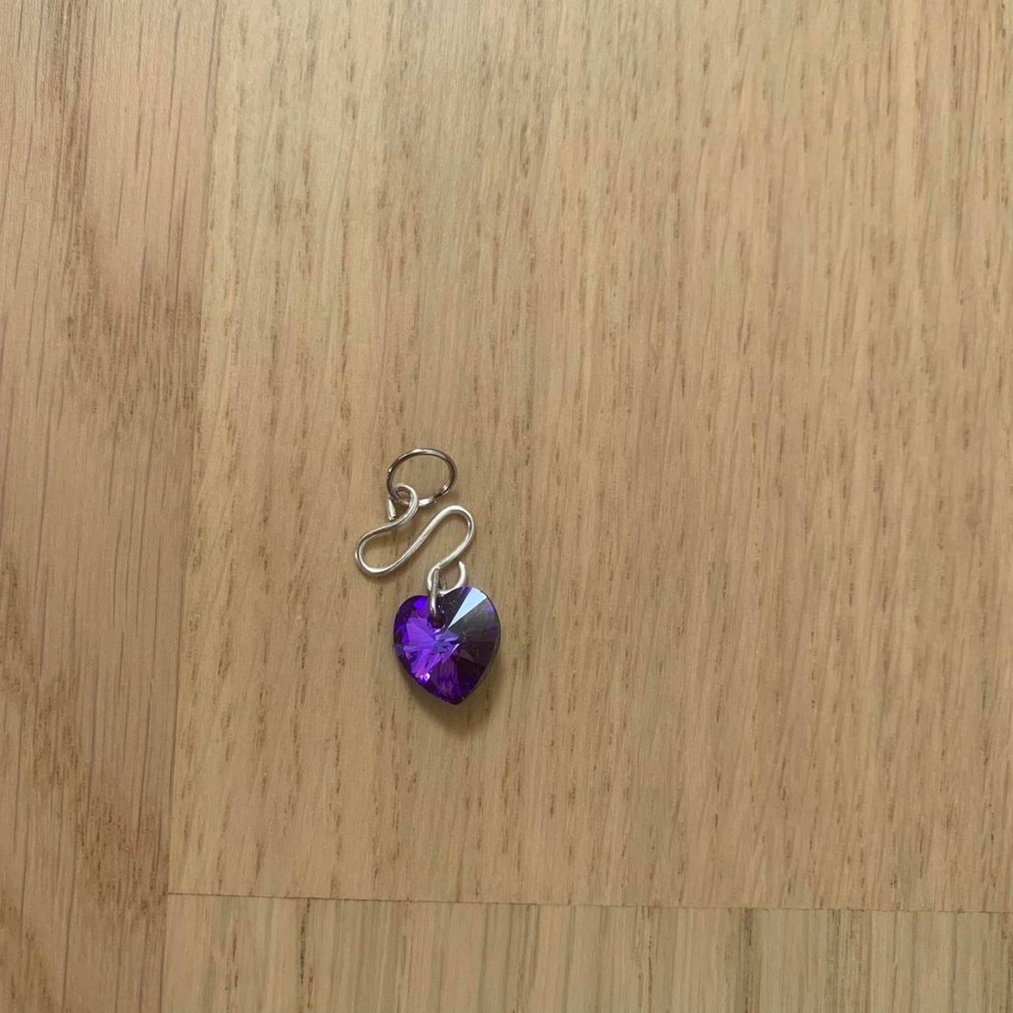 Purple Heart and Silver-tone Charm / Pendant
