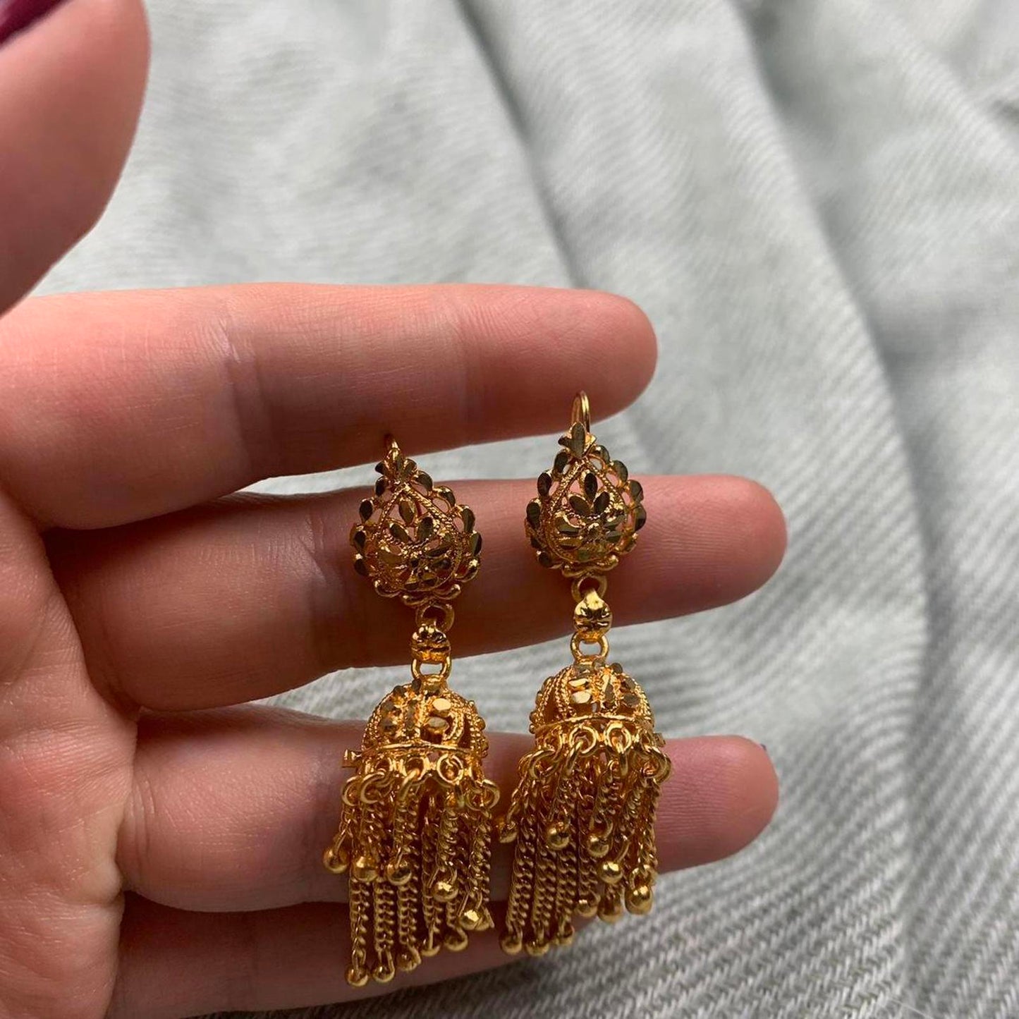 Vintage Chandelier Drop Earrings in Gold-Tone