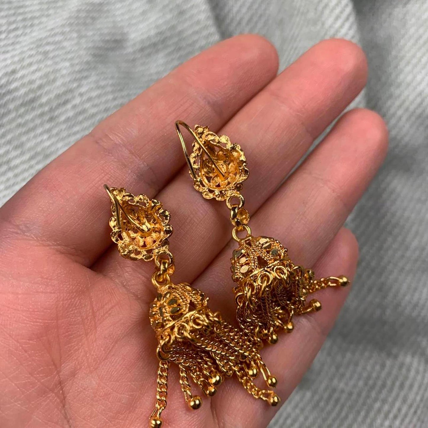 Vintage Chandelier Drop Earrings in Gold-Tone