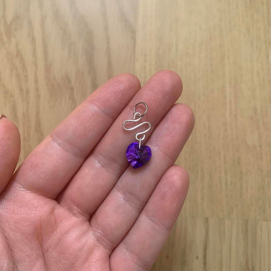 Purple Heart and Silver-tone Charm / Pendant