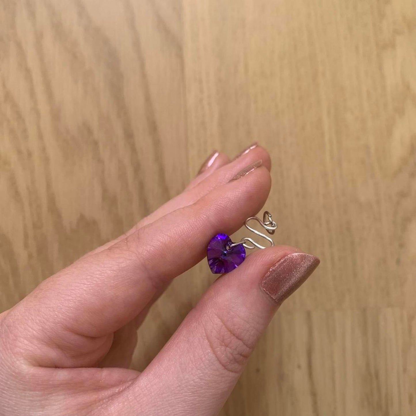 Purple Heart and Silver-tone Charm / Pendant