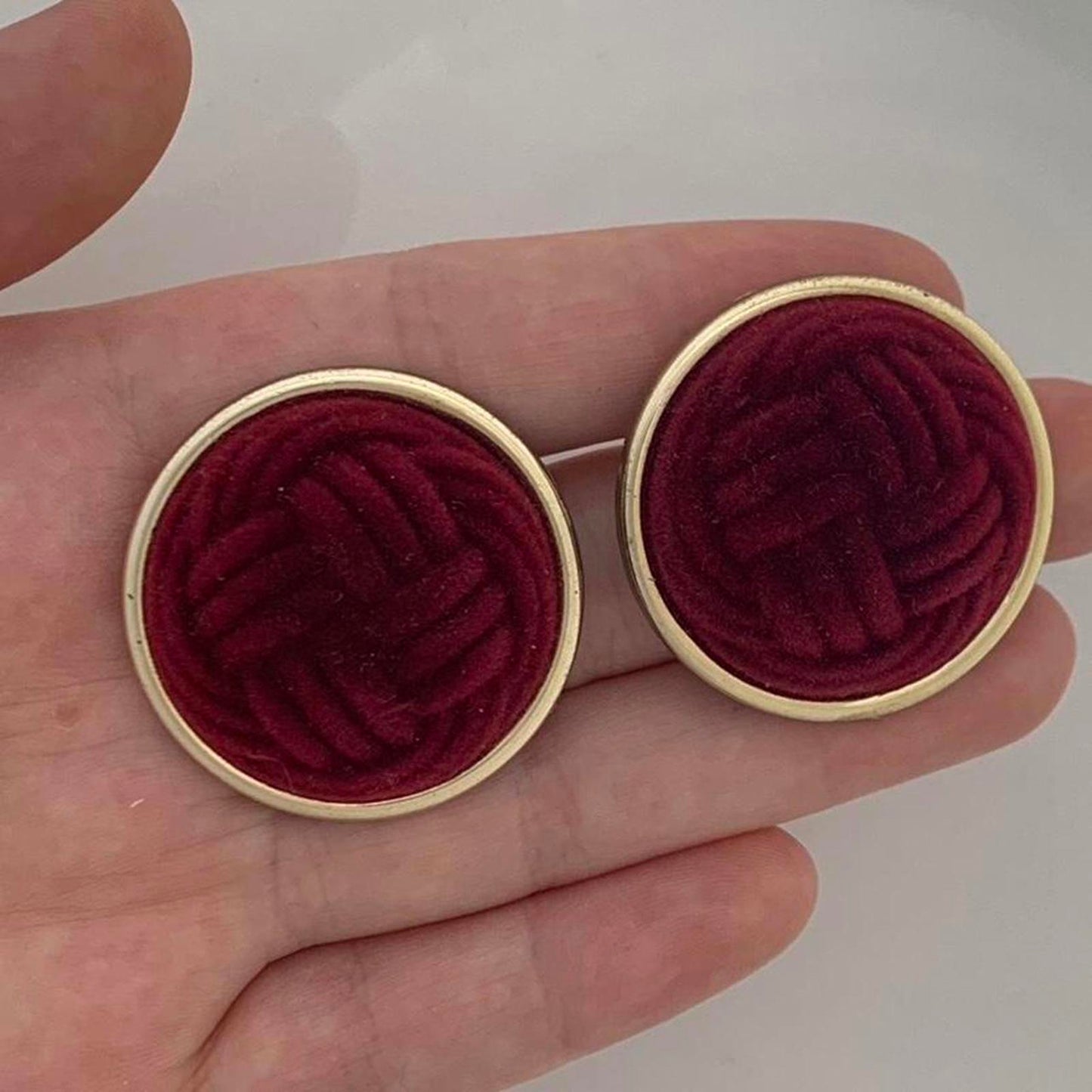Vintage Clip on earrings in burgundy velvet