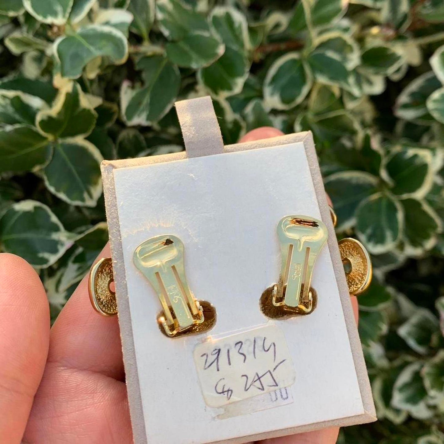 Soleil Vintage Clip on earrings featuring green enamel and faux pearls