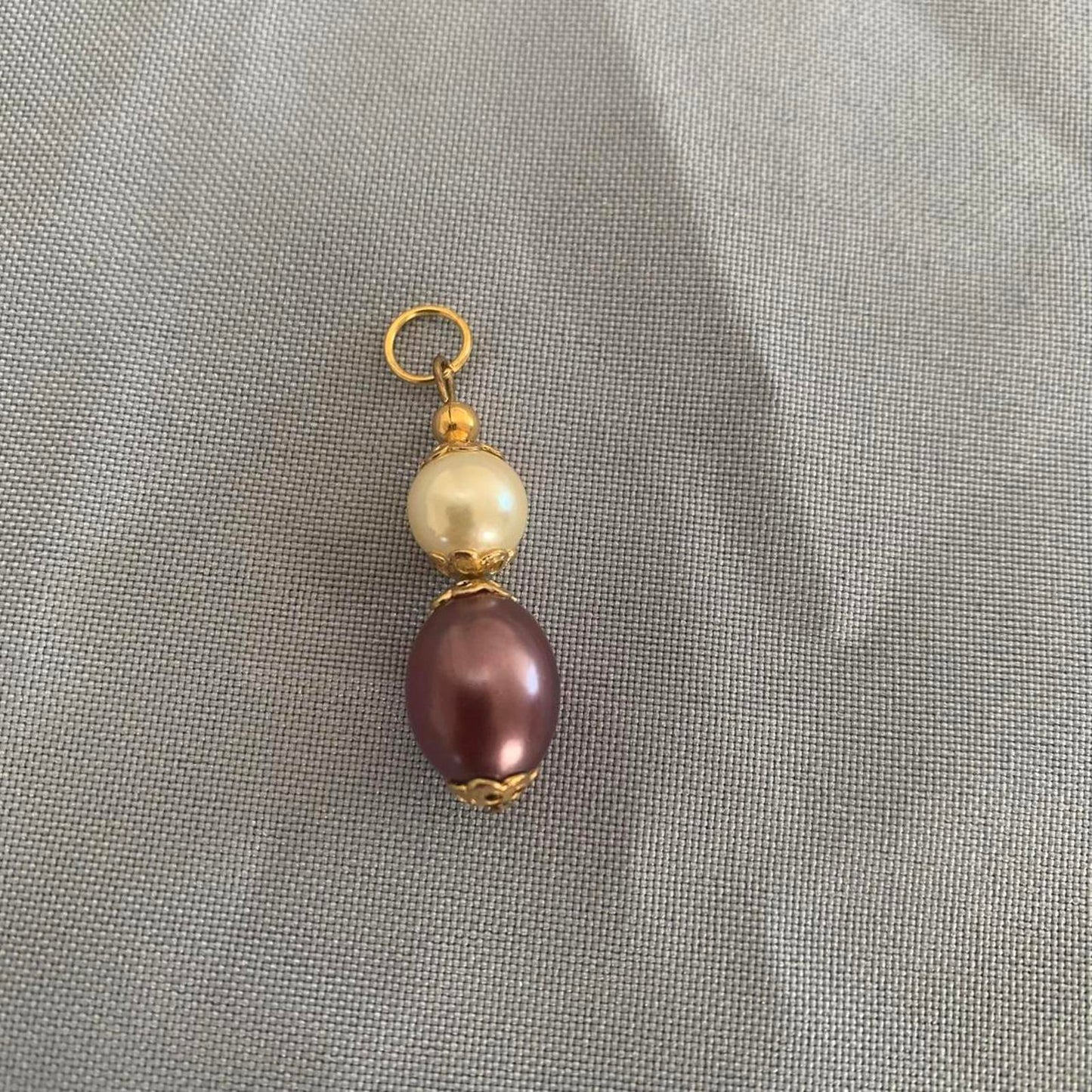 Brown Faux Pearl and Gold-tone Charm / Pendant