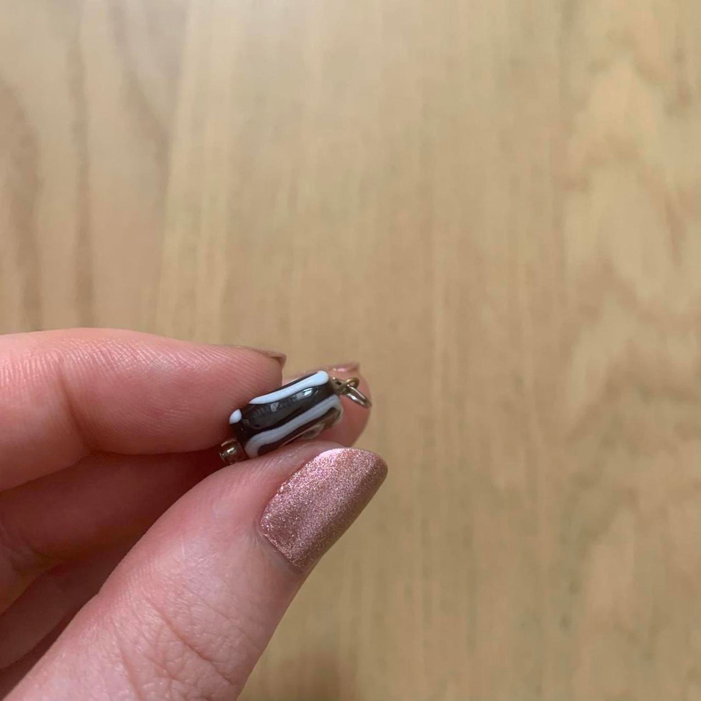 Pre-loved Black and White Coloured Square Charm / Pendant