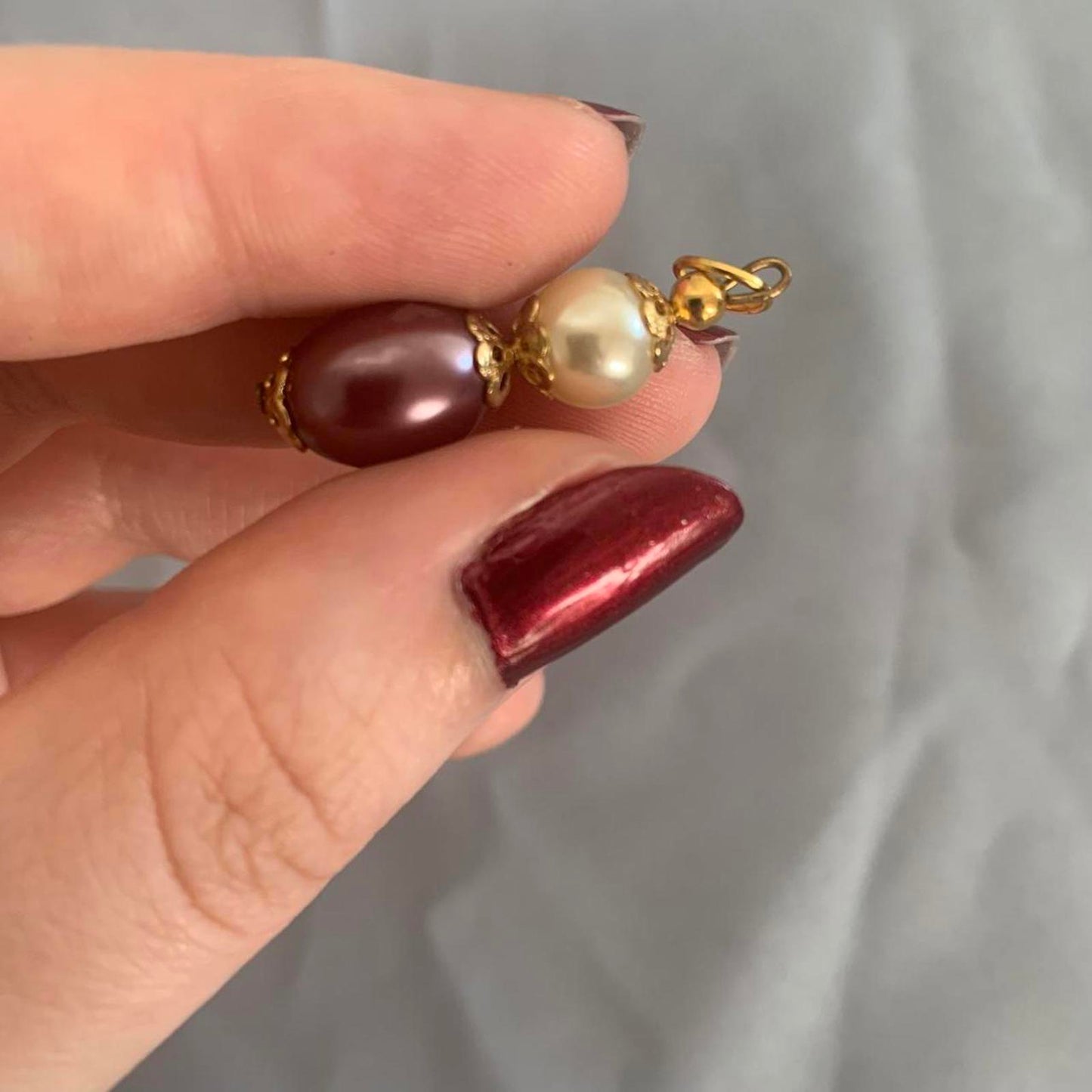 Brown Faux Pearl and Gold-tone Charm / Pendant